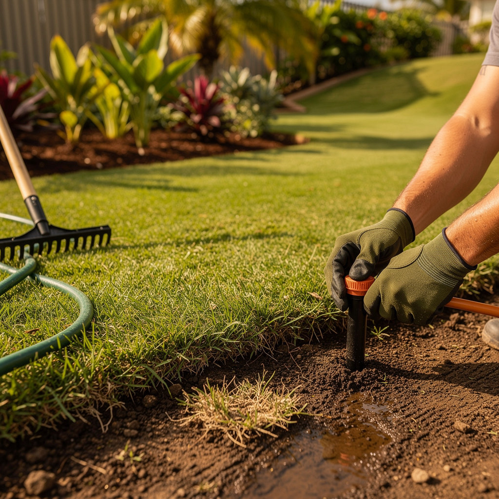 Braddahz Landscaping transforming overgrown yard into well-maintained Honolulu landscape